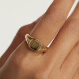 Anillo PDPAOLA Sello Octet Plata Baño Oro | AN01-627