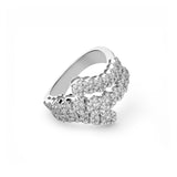 Anillo Triple Banda Oro Blanco con Rosetas de Diamantes