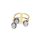 anillo triple en oro amarillo y diamantes con oro negro