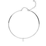 Collar Choker de Diamantes y Oro Blanco con Diamante Colgante