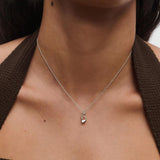 Collar con Colgante inicial B PDPAOLA Plata Baño Rodio | CO02-B75-U