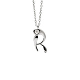 Collar con Colgante inicial R PDPAOLA Plata Baño Rodio | CO02-B91-U
