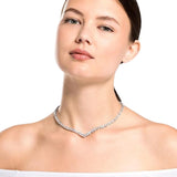 Collar Gargantilla V Tennis Deluxe SWAROVSKI Baño de Rodio Cristales Blancos | 5556917