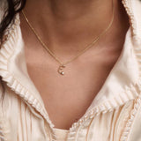 Collar con Colgante inicial E PDPAOLA Plata Baño de Oro 18K | CO01‑B78‑U