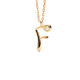 Collar con Colgante inicial F PDPAOLA Plata Baño de Oro 18K | CO01‑B79‑U
