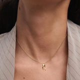 Collar con Colgante inicial R PDPAOLA Plata Baño de Oro 18K | CO01-B91-U