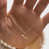 Collar con Colgante inicial V PDPAOLA Plata Baño de Oro 18K | CO01‑B95‑U