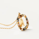 Collar PDPAOLA Letra A Plata Baño Oro Con Piedra de Color | CO01-260-U