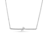 collar alta joyería con barra de diamantes y diamante central en talla pera en oro blanco