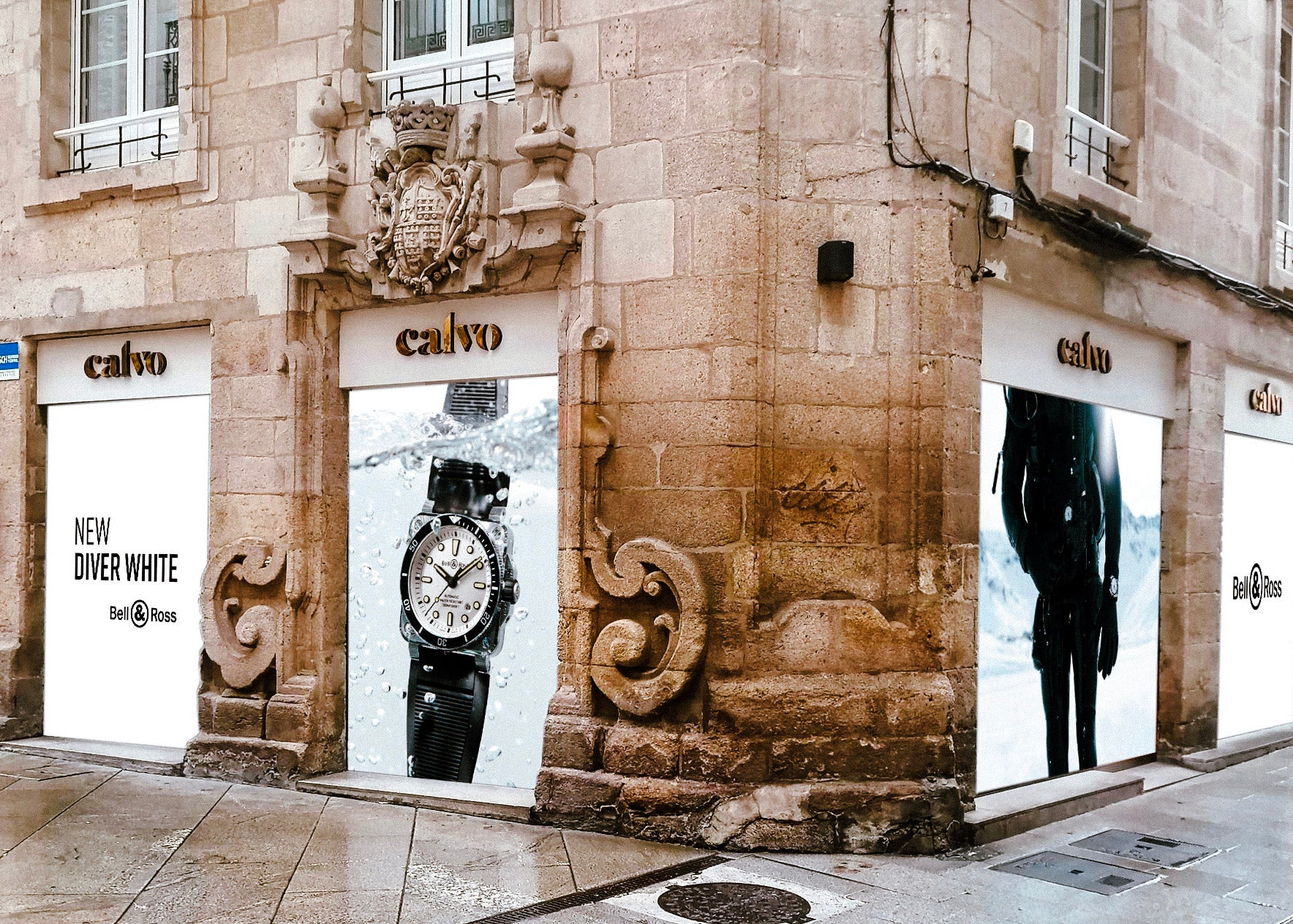 fachada de la boutique calvo en rua conde pallares, centro de lugo, galicia.