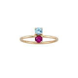 Anillo Gold&Roses Duo Oro Amarillo Rubelita y Topacio Azul | GR-030.1