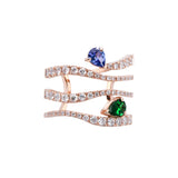 Anillo Gold&Roses Sasa 4 Rails Oro Rosa Tanzanita Tsavorita y Diamantes | GR-531.3TS