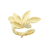 Anillo Hojas Marina García  Plata Bañada en Oro Circonitas Blancas | 90868SD