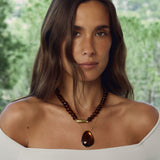 Collar Midi AGATHA París Calma Marrón Dorado Baño Oro 18K | 02680486-236-TU