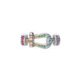 Hebilla FRED M Force 10 Oro Blanco 18K Piedras Multicolor | 0B0170