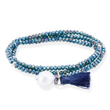 Marina García Zen Azul Pulsera Plata Perla | 90106UP