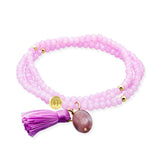 Marina García Zen Lila Pulsera Plata Baño Oro Lepidolita Rosa | 91196UA