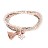 Marina García Zen Marrón Pulsera Plata Baño Oro Rosa Cristales Strass | 90232UT