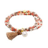 Marina García Zen Roble Pulsera Plata Baño Oro Perla | 90979UP