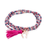 Marina García Zen Rosa Herradura Pulsera Plata Baño Oro Rosa Cristales Strass | 90573UH