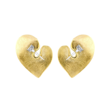 Pendientes Corazón Clavo Marina García Plata Bañada en Oro Circonitas | 91140PC
