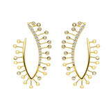 Pendientes trepadores Marina García Plata Bañada en Oro 18K Circonitas Blancas | 91007PD