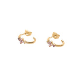 Pendientes Criollas AGATHA París Beloved Plata Dorada con Circonitas Rosa | 02390540-315-TU