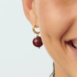 Pendientes Criollas AGATHA París Royal Aro Dorado y Colgante Bola Burdeos | 2370350-473-TU