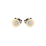 Pendientes DELCERRO Dormilona Oro y Plata Pavé Blanco | 10496