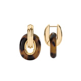 Pendientes Doble Aro AGATHA París Dorado y Marrón | 2380754-173-TU
