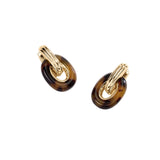 Pendientes Doble Aro AGATHA París Dorado y Marrón | 2380754-173-TU