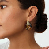 Pendientes Doble Aro AGATHA París Dorado y Marrón | 2380754-173-TU