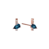Pendientes Dobles Gold&Roses Hérité Oro Rosa 18K Diamantes Topacio Azul | GR-564.3LB