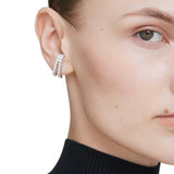 MATRIX EAR CUFFS, ROUND CUT, WHITE, RHODIUM PLATED