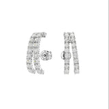 MATRIX EAR CUFFS, ROUND CUT, WHITE, RHODIUM PLATED