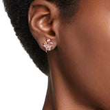 Pendientes Gema SWAROVSKI Clip Flor Rosas Bicolor con Baño Tono Oro | 5688479