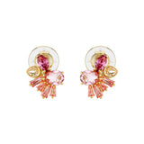 Pendientes Gema SWAROVSKI Clip Flor Rosas Bicolor con Baño Tono Oro | 5688479