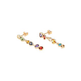 Pendientes Largos AGATHA París Candy Circonitas Multicolor y Dorado | 2380606-256-TU