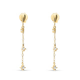 Pendientes Largos Cadena con Diamantes en Oro Amarillo