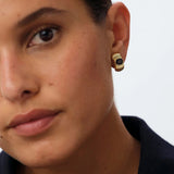 Pendientes Largos AGATHA París Haussmann Circonita Marrón y Dorado | 02380751-236-TU