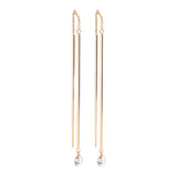 Pendientes Largos Oro Rosa y Diamante Brown
