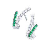 Pendientes LECARRÉ Oro Blanco Cruzados con Esmeraldas y Diamantes | GB237ES.00