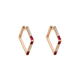 Pendientes Square Gold&Roses I am Red Oro Rosa 18K Diamantes Rubíes | GR-495.3RB