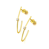 Pendientes LeCarré Tipo Aro Alargado con Diamante