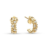 Aros Pequeños Doble Fila Oro Amarillo y Diamantes