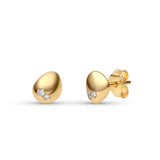 Pendientes de botón gota de oro amarillo 18K con diamantes