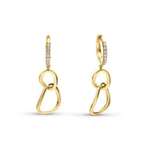 Pendientes Largos Gota de oro amarillo 18k con diamantes