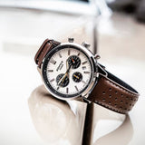 Casio Edifice Cronógrafo Plateado Correa de Piel 40,5 mm | EFR-575L-7A