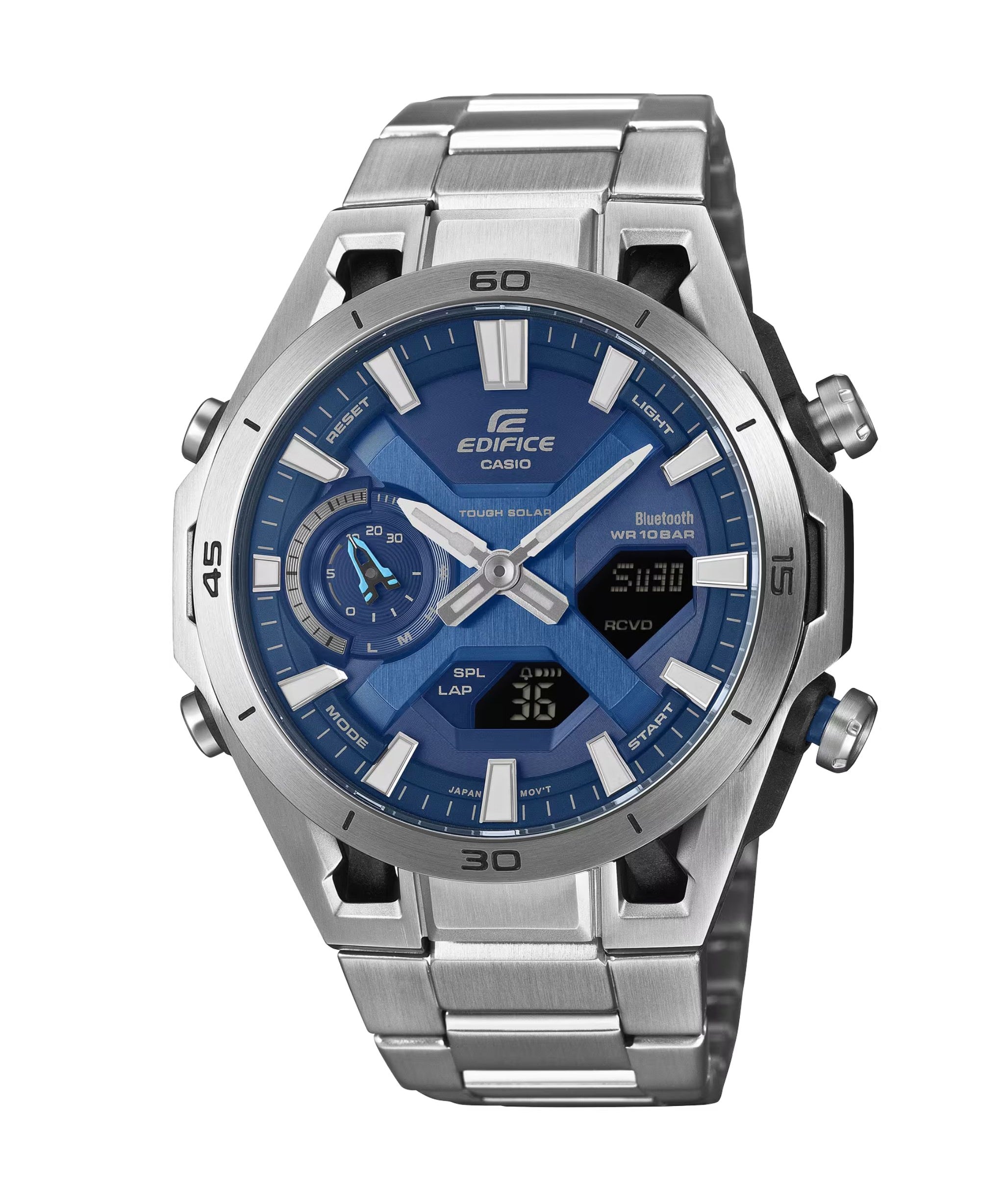 Casio Edifice Sospensione ECB Tough Solar Azul Carbono y Acero 45.8 mm | ECB-2300D-2A