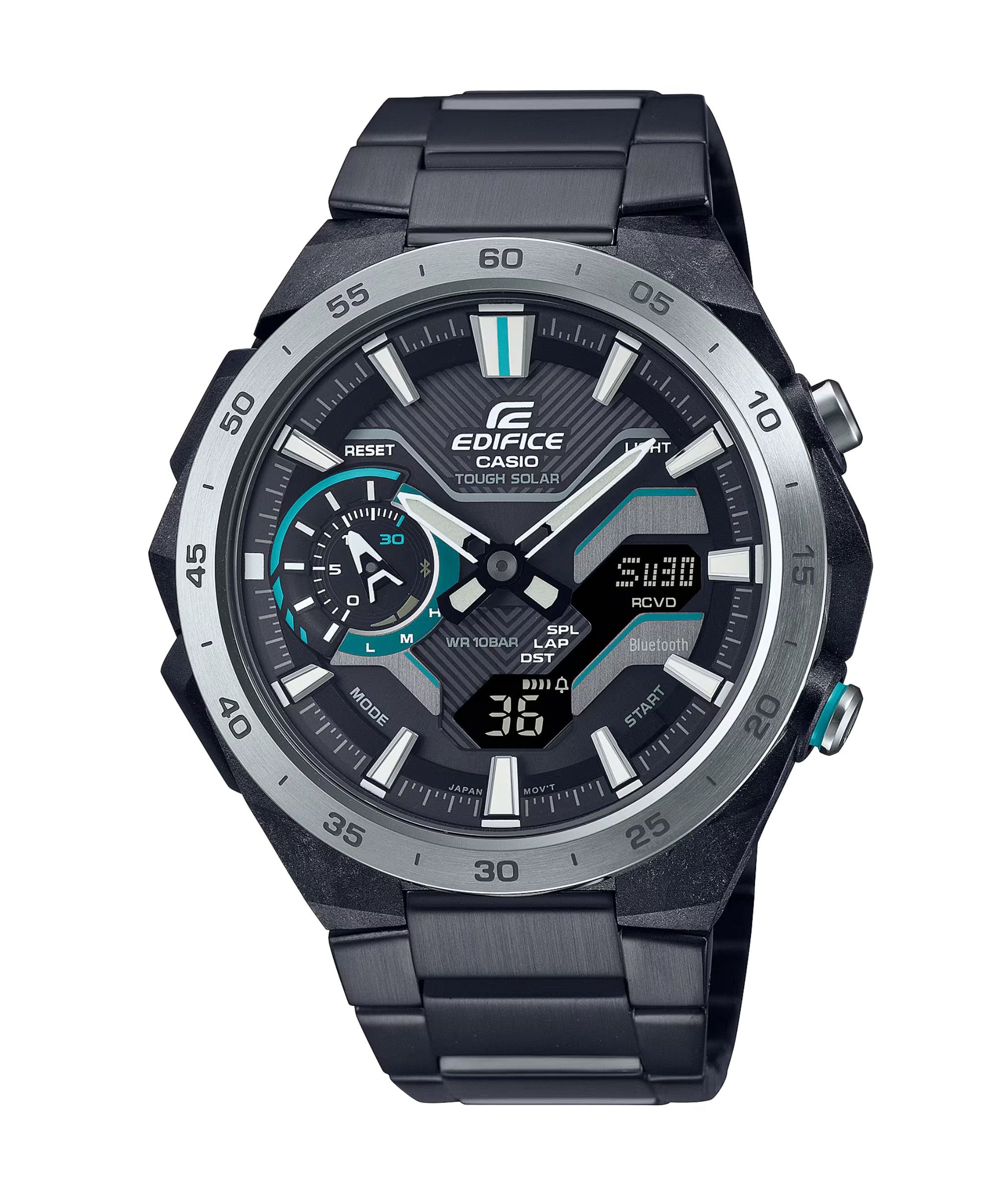 Casio Edifice Windflow Cronógrafo Solar Negro Carbono y Acero 48,2 mm | ECB-2200DD-1A